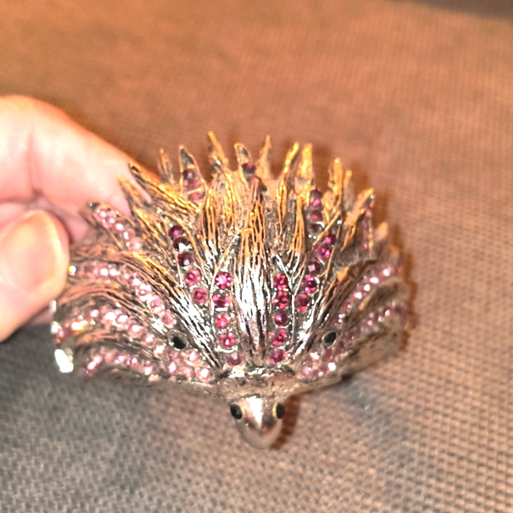 Silver Metal/Pink Rhinestone Hawk Bangle Bracelet COOL!